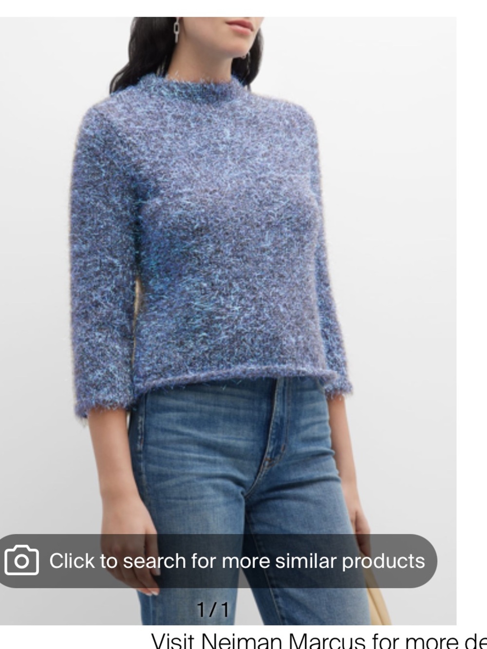 Tory Burch Blue Green Tinsel Mockneck Sweater, Sz S